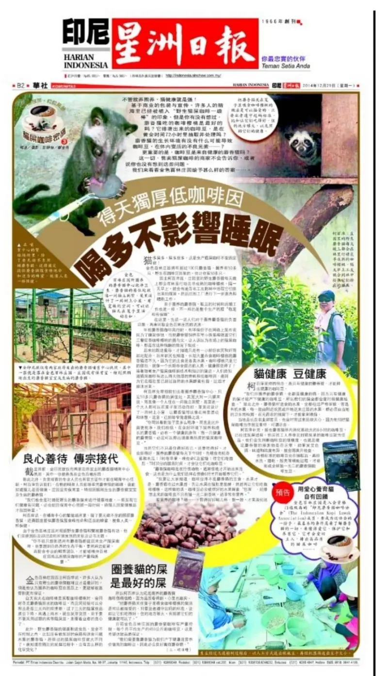 印尼星洲日報|麝香貓照護報導